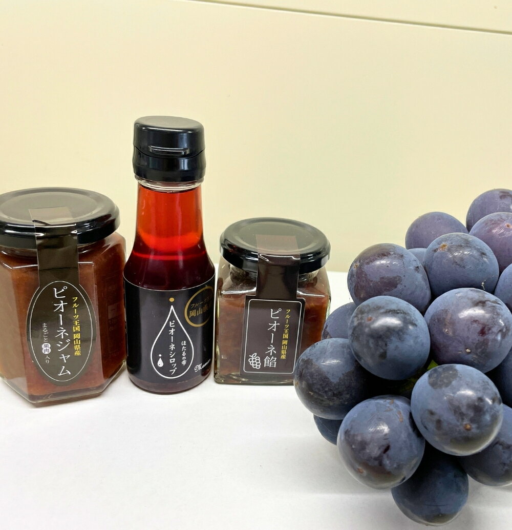 NISSHOKU FARM 大粒ピオーネとピオーネスイーツ（ジャム・シロップ・飴）の詰合せ / 先行予約 数量限定 岡山県 真庭市 ぶどう 食べ比べ セット ピオーネ ブドウ 葡萄 スイーツ ジャム シロップ あめ 飴 (1541302)
