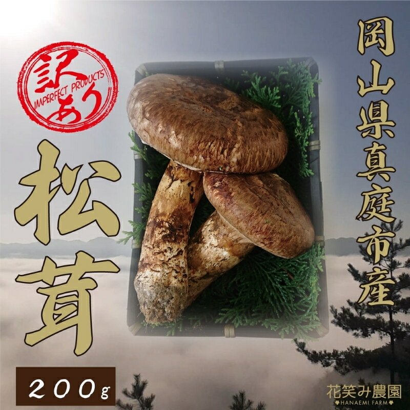 ＼2026年先行予約／ 花笑み農園 岡山県産 訳あり『松茸』200g（2〜6本）【2025年9月下旬〜順次発送】 hana23 国産 岡山県 真庭市 希少 産地直送 松茸 天然物 訳あり きのこ 訳あり松茸