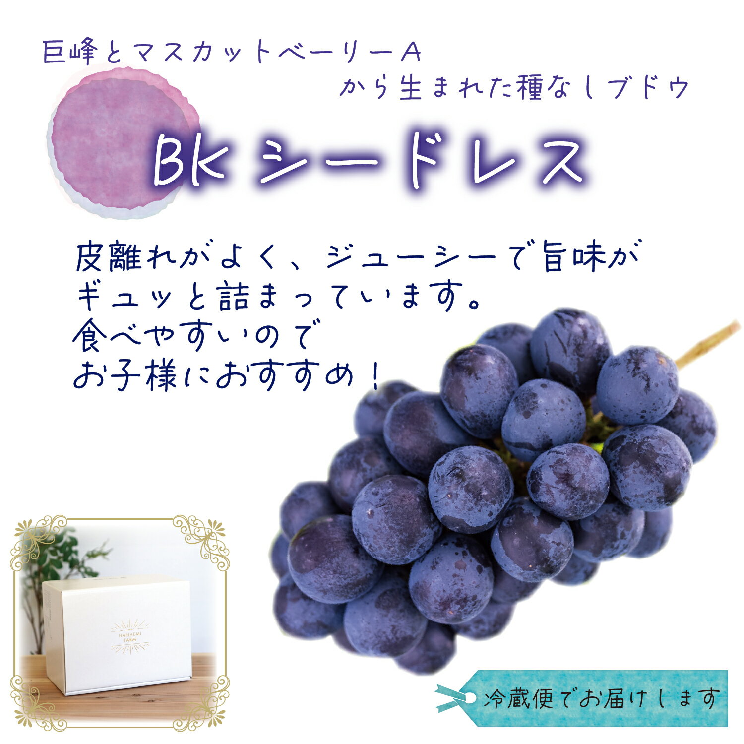 【ふるさと納税】 ※2026年の予約です※ 岡山 花笑み農園の『BKシードレス』1kg(2〜3房)　B-1 hana27-1 【2026年9月中旬〜順次発送】【配送不可地域：離島】真庭 国産 産地直送 フルーツ 葡萄 ぶどう ブドウ 果物 贈答 ギフト 濃厚 ジューシー 種なし 甘い 子ども おすすめ サムネイル3