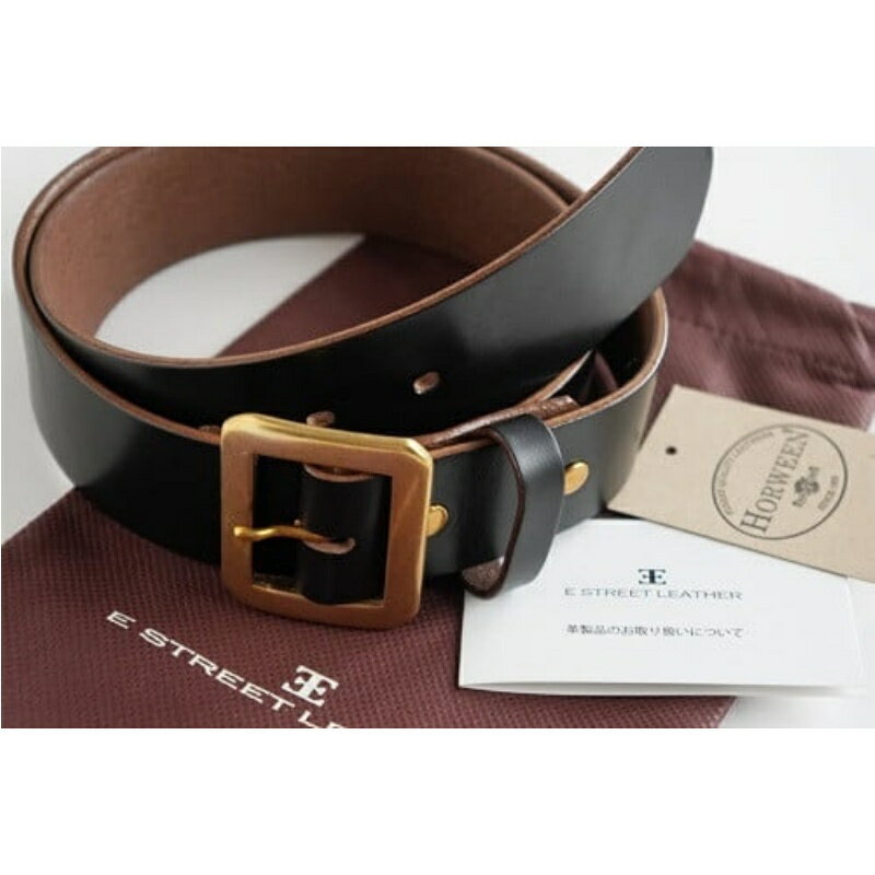 【ふるさと納税】 E STREET LEATHER ホーウィン・クロムエクセル 4cm幅 茶芯革 レザーベルト ブラック 【サイズをお選びください】 / ベルト メンズ なめし革 父の日 紳士 スーツ サムネイル3