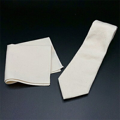 クラバットユキジ製　デニムタイ&ポケットチーフ(ミルキーホワイト)【1157251】