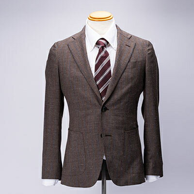 【ふるさと納税】裏地ポケット付ネクタイ　「まもりたい」　国産シルク　ストライプ　ワイン【1441410】 サムネイル3