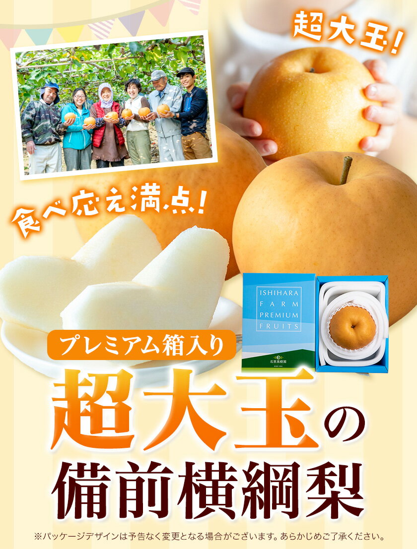 【ふるさと納税】【2025年先行予約】梨 横綱梨 超大玉 選べる内容量 プレミアム箱 石原果樹園 《2025年11月中旬-1月上旬頃より発送予定》岡山県 浅口市 フルーツ 果物 ギフト 贈り物 国産 岡山県産 送料無料 サムネイル2