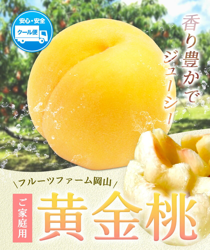 【ふるさと納税】【2026年先行予約】桃 黄金桃 ご家庭用 選べる内容量 1.4kg (4〜6玉) 2kg (5〜8玉) フルーツファーム岡山《2026年8月中旬-8月末頃出荷》岡山県 浅口市 送料無料 フルーツ モモ 果物 青果 旬 国産 岡山県産【配送不可地域あり】 サムネイル3