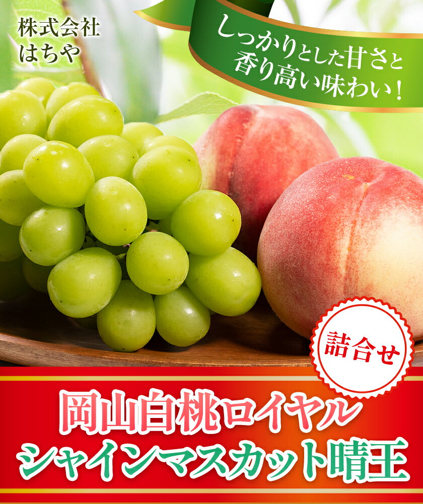 【ふるさと納税】【2026年先行予約】岡山県産 岡山白桃 ロイヤル L~ 3Lサイズ シャインマスカット 選べる 計 800g 1kg 1.2kg 詰合せ 株式会社 はちや《2026年7月上旬‐8月下旬頃出荷》もも 岡山 国産 フルーツ 果物 岡山県 浅口市 フルーツ モモ 果物【配送不可地域あり】 サムネイル2