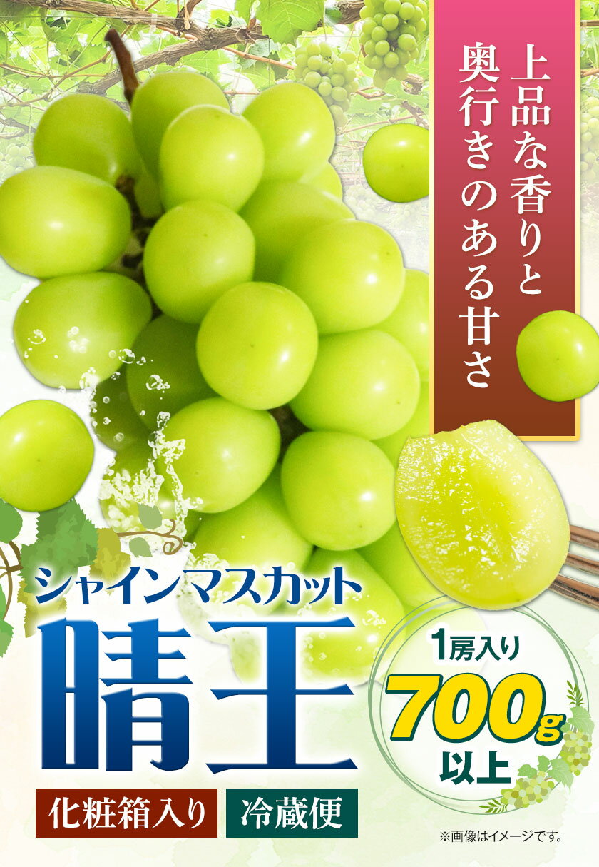【ふるさと納税】【2026年先行予約】シャインマスカット晴王 はれおう 1房入り(700g以上) 化粧箱入 株式会社山博(中本青果)《2026年8月下旬-10月上旬頃出荷》岡山県 浅口市 ぶどう マスカット 大粒 フルーツ 贈り物 お取り寄せフルーツ 送料無料【配送不可地域あり】 サムネイル2