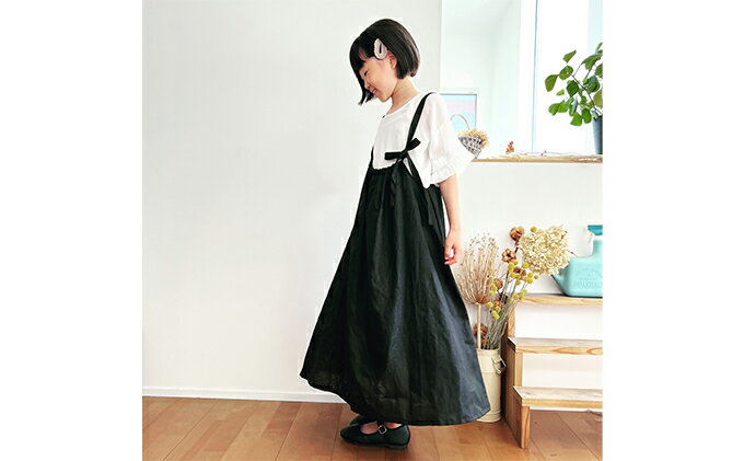 【ふるさと納税】「リネン100％」サスペンダー付きギャザースカート 　お届け：準備でき次第、順次発送いたします。※お申込・生産状況によってはお時間をいただく場合がございます。 サムネイル2