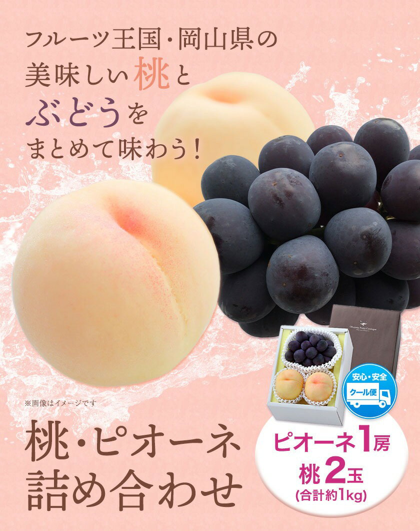 【ふるさと納税】【2026年発送先行予約】 桃・ピオーネ詰め合わせ 約1kg クール便 冷蔵便 桃 もも 葡萄 ブドウ ぶどう ピオーネ フルーツ セット 晴れの国おかやま館 《2026年8月下旬-9月中旬頃出荷》 フルーツ 果物 果実 岡山県 矢掛町 サムネイル2