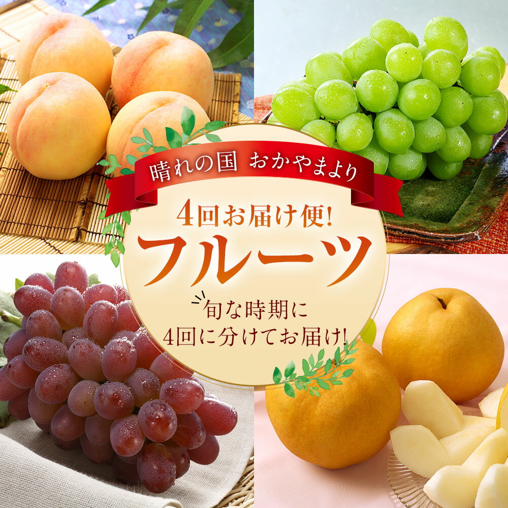 【ふるさと納税】【4回定期便】フルーツ 2026年 先行予約 環山堂セレクト 晴れの国おかやまより果物を旬な時期に4回に分けてお届け！ 岡山白桃 マスカット 紫苑 あたご梨 もも ぶどう 葡萄 くだもの 果物 冷蔵 岡山県産 国産 送料無料 【2026年7月上旬～12月下旬 発送予定】 サムネイル2