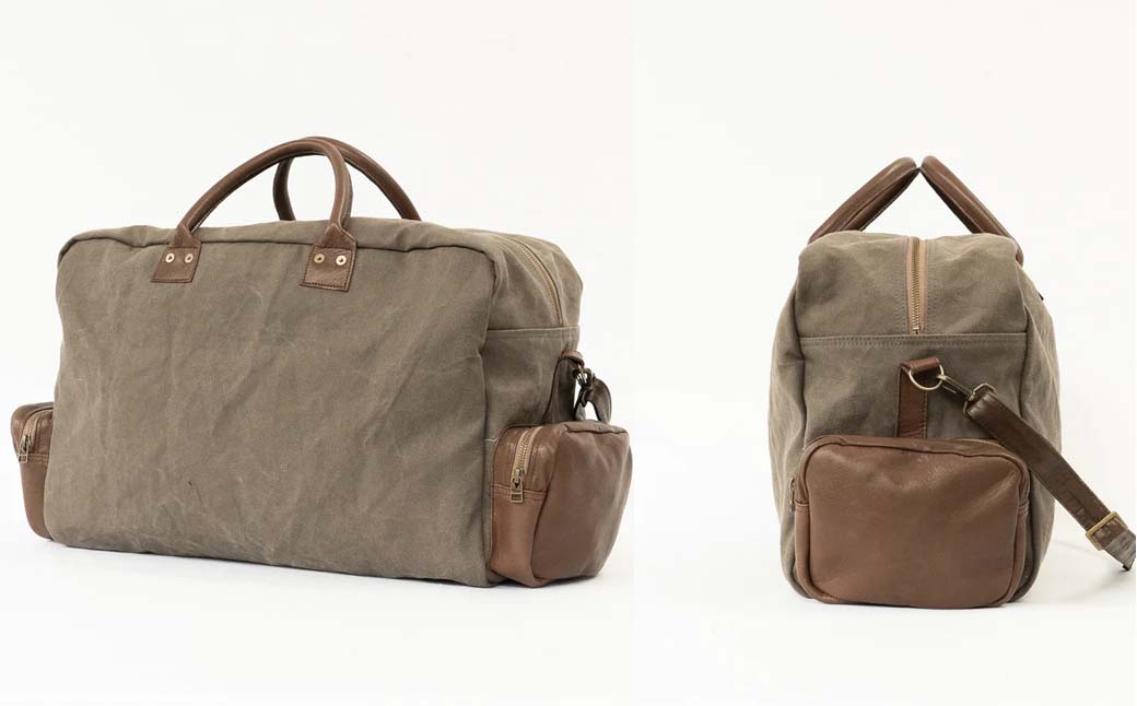 【ふるさと納税】シカ革ボストンバッグ （鹿革+帆布）Z-UY-A07A サムネイル3