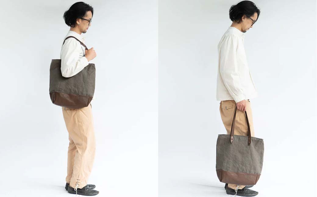 【ふるさと納税】シカ革トートバッグ （鹿革+帆布）Z-UY-A04A サムネイル2