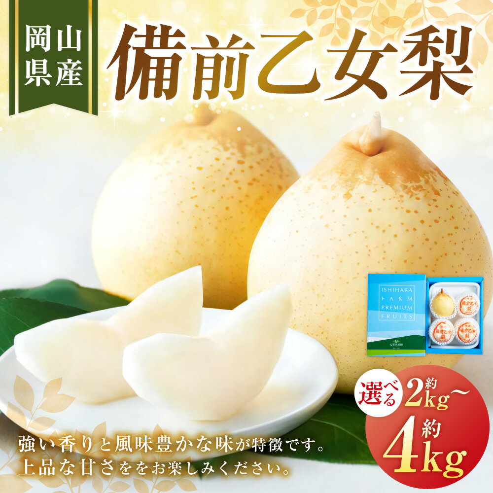 【ふるさと納税】備前乙女梨 〈選べる〉約2kg（3～4玉）または 約3kg（5～6玉）または 約4kg（6～9玉） 梨 なし ナシ フルーツ くだもの 果物 果実 岡山県産 岡山県 美咲町 送料無料 【2025年11月下旬～12月下旬発送予定】 サムネイル2