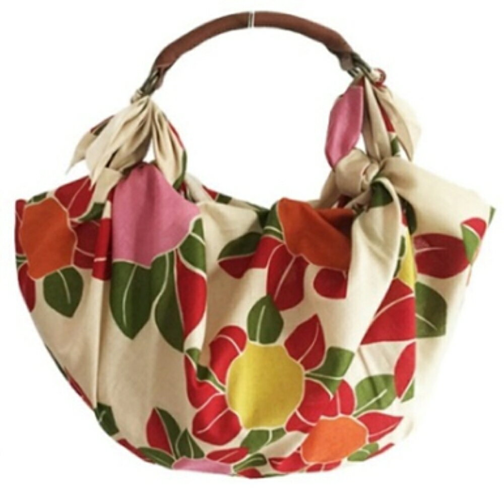 【ふるさと納税】ウオーク社 手縫いふろしきハンド きせかえバッグセットM( カメリアス /ベージュ)(ハンドル色：チャ)風呂敷 ふろしきバッグ バッグ ハンドル 持ち手 取っ手 シビラ おしゃれ かわいい 可愛い ギフト プレゼント 送料無料 広島県 呉市 サムネイル2