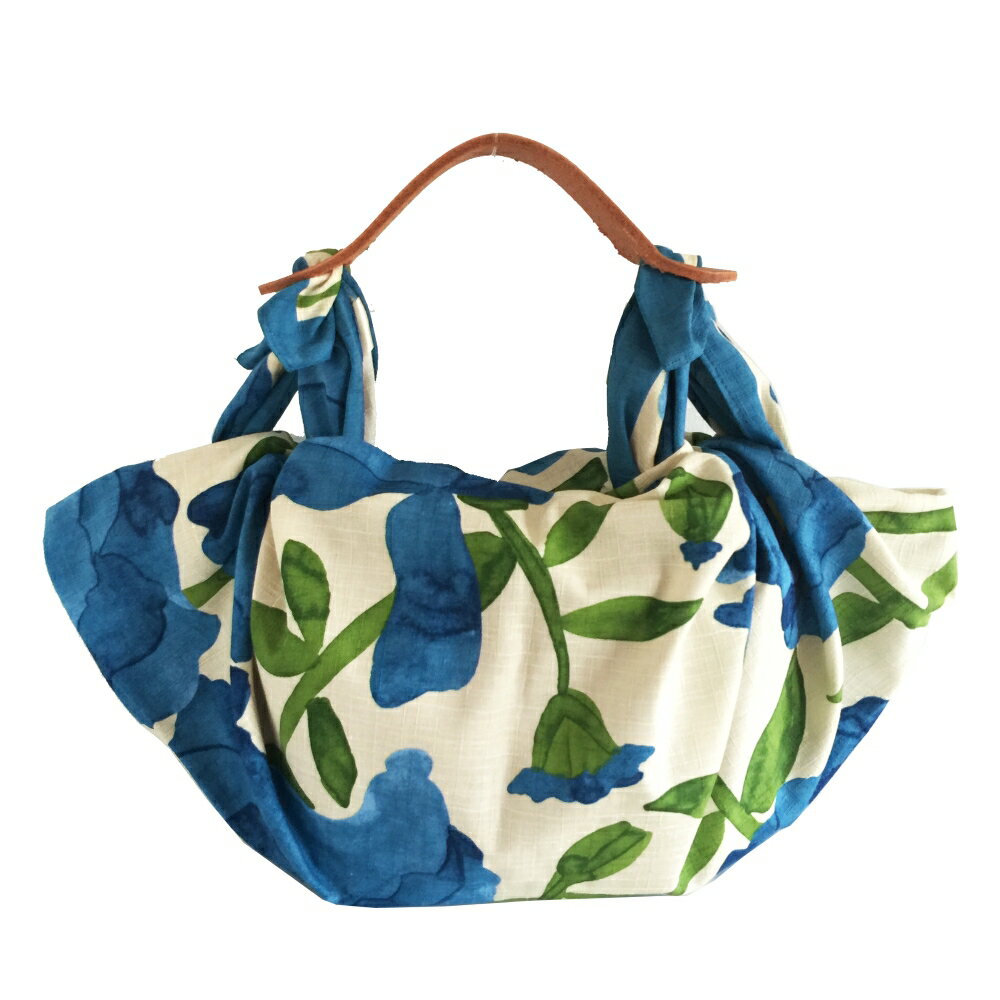 【ふるさと納税】ウオーク社 ふろしきハンドライト きせかえバッグセットS（ ブリヤンテス / ブルー ）（ハンドル色：キャメル）風呂敷 ふろしきバッグ バッグ ハンドル 持ち手 取っ手 シビラ おしゃれ 可愛い かわいい ギフト プレゼント 送料無料 広島県 呉市 サムネイル2