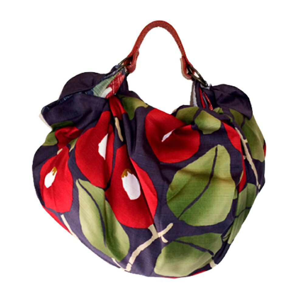 【ふるさと納税】ウオーク社 ふろしきハンド 夢二セット（ 椿 / グレー ）（ハンドル色：アカ）風呂敷 ふろしきバッグ バッグ ハンドル 持ち手 取っ手 竹久夢二 つばき ツバキ おしゃれ 可愛い かわいい ギフト プレゼント 送料無料 広島県 呉市 サムネイル2