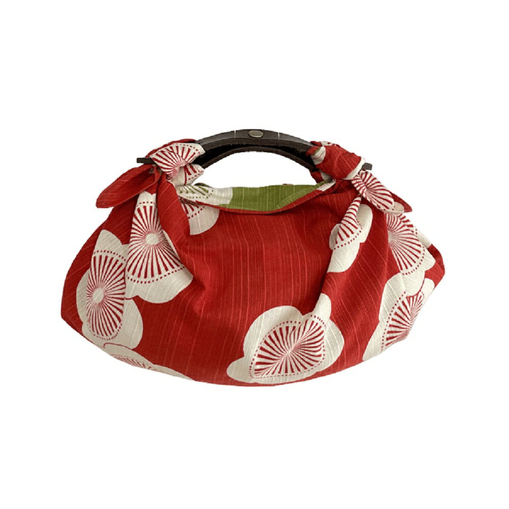 【ふるさと納税】ウオーク社 ライトDuoセットミニ（伊砂文様/梅/アカグリーン）風呂敷 ふろしきバッグ バッグ ハンドル 持ち手 取っ手 レトロ おしゃれ 可愛い かわいい ファッション ギフト プレゼント 送料無料 広島県 呉市 サムネイル2