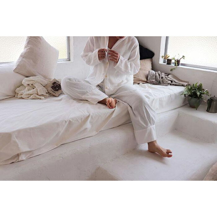 すやすやパジャマ　 ダブルガーゼ・パジャマ上下　柄：白 | 寝巻 オーガニック 肌に優しい ガーゼ ホワイト 国産 おすすめ 広島県 尾道市