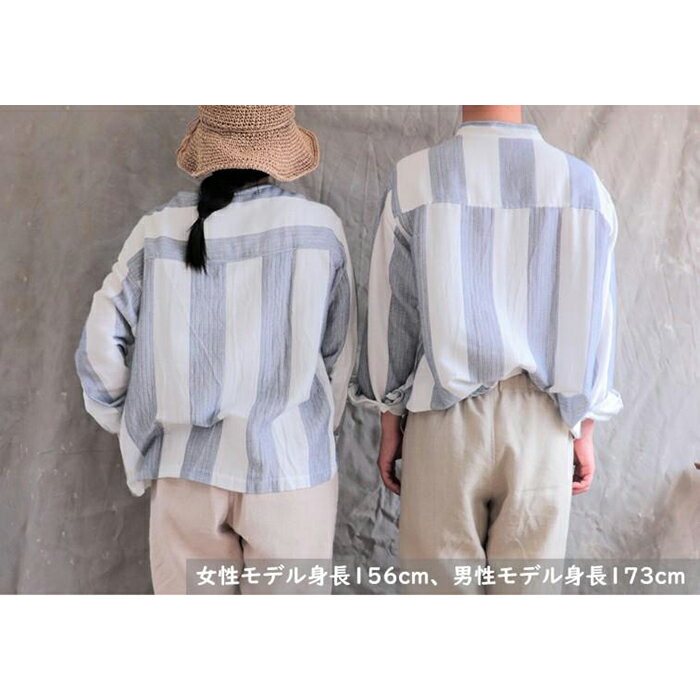 【ふるさと納税】襟付き オーガニックコットン100％ダブルガーゼ・ユニセックスシャツ　Lサイズ／白 | 男女兼用 柔らかい 肌に優しい シャツ ゆるシャツ トップス おすすめ 広島県 尾道市 サムネイル2