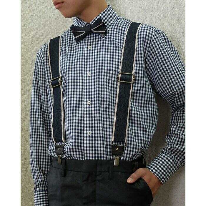 【ふるさと納税】ネクタイ 蝶ネクタイ＆サスペンダーセット selvedge series《セルビッジ シリーズ》 おすすめ 人気 日本製 結婚式 パーティー ネクタイ サスペンダー デニム メンズ 男性 ギフト プレゼント ファッション 広島県福山市/office ROBE DE SETOUCHI[BAAF017] サムネイル2