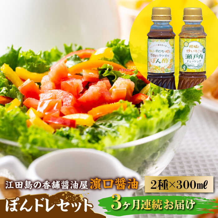 調味料 セット 保存 だし 醤油 しょうゆ 【全3回定期便】一度使うともう戻れない！ かけるだけで大満足ののぽんドレセット 300mL×2種 (ポン酢/ドレッシング) 料理 うどん ギフト 和食 簡単レシピ 江田島市/有限会社濱口醤油[XAA029]
