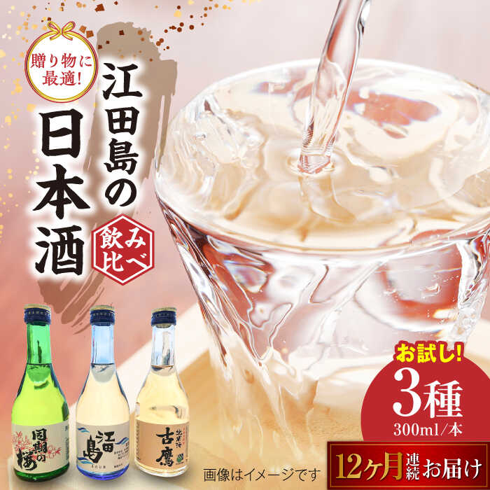 【全12回定期便】江田島銘醸おすすめ日本酒 お試し飲み比べセット 300mL×3種 飲み比べ 人気 日本酒 おしゃれ ギフト プレゼント 広島県産 江田島市 /江田島銘醸 株式会社[XAF034] 日本酒 さけ sake 酒 お酒 アルコール 地酒 純米 大吟醸 焼酎 飲み比べ