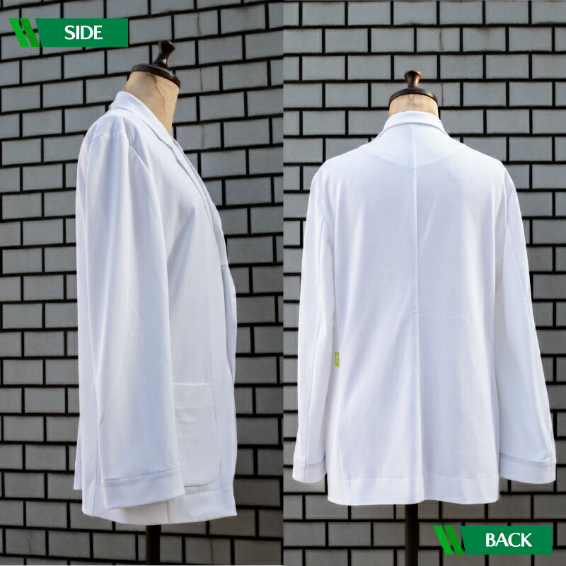 【ふるさと納税】 メンズ 和紙 ジャージ ドクター ジャケット 白衣 男性用 ユニフォーム 制服 医療用 クリニック Sサイズ Mサイズ Lサイズ 贈答品 ギフト ファッション 服 医師 薬剤師 無地 長袖 おしゃれ 下関 山口 サムネイル3