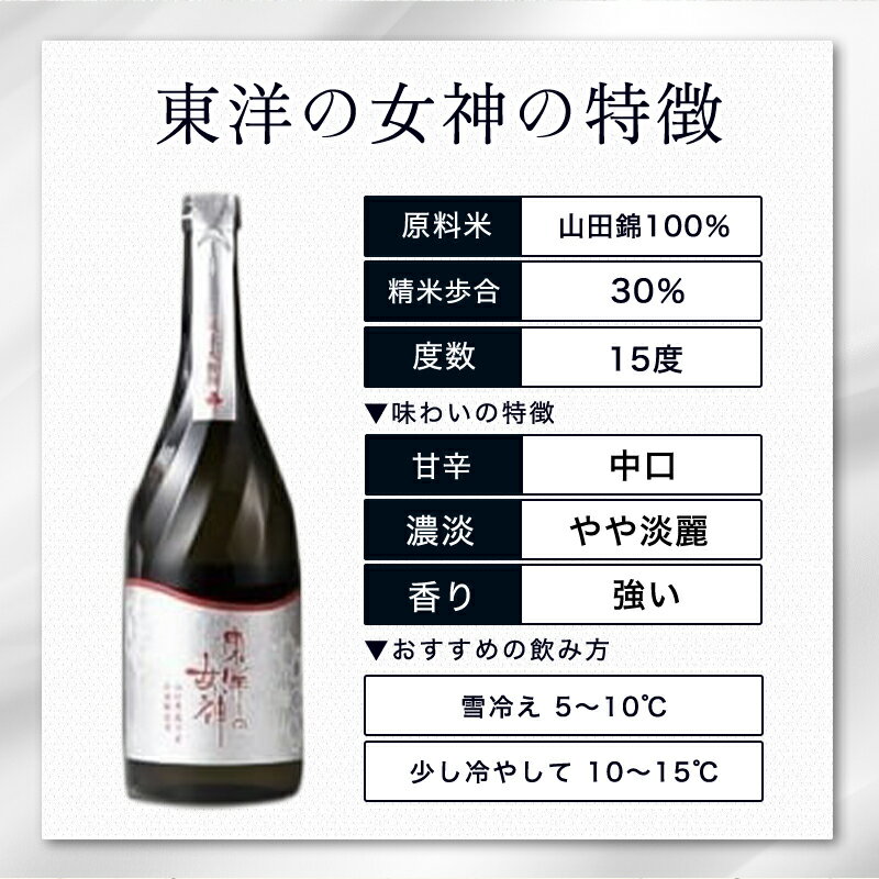 【ふるさと納税】澄川酒造 純米大吟醸 東洋の女神 720ml 日本酒 お酒 山田錦 純米 山口県 酒 地酒 国産 日本産 プレゼント ギフト プチギフト 人気 山口県 萩市 美味しい おいしい 贈り物 誕生日プレゼント 宅飲み 家飲み お祝い 贈答用 お中元 父の日 敬老の日 年末年始 サムネイル3