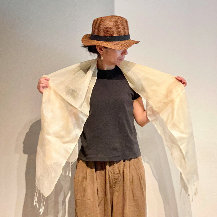 【ふるさと納税】大地を纏うストール 岩国鎮守の山の土染めストール レモンイエロー【あめつち..】 サムネイル2