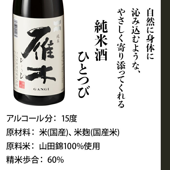 【ふるさと納税】日本酒 雁木 飲み比べ 酒 純米酒 純米吟醸酒 みずのわ ひとつび 雁木2本入り　のみくらべ【八百新酒造(株)】 サムネイル2
