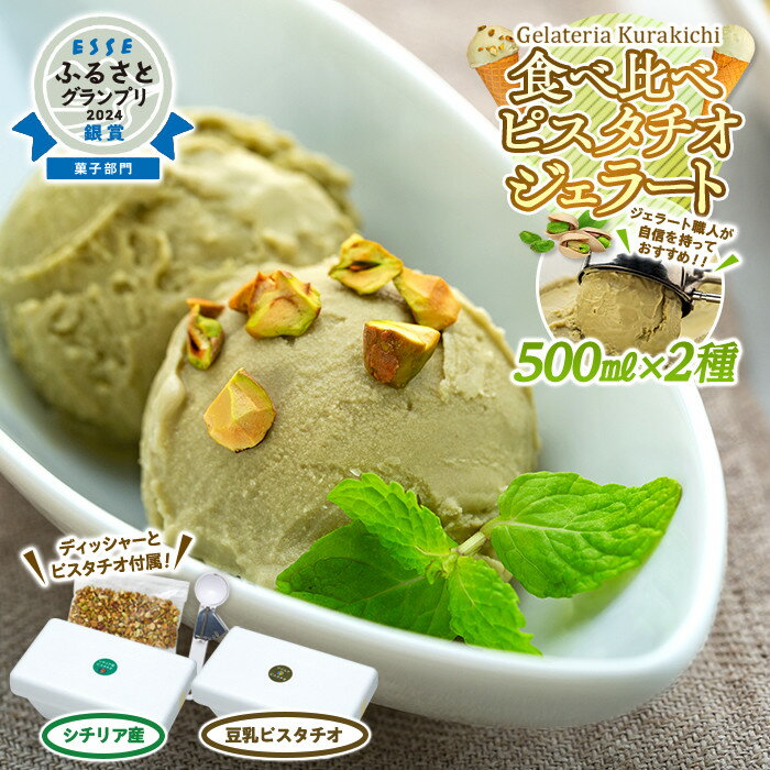 【数量限定】ジェラート 500ml×2種 食べ比べ シチリア産 ピスタチオ 豆乳ピスタチオ【大容量 アイス 業務用 セット スイーツ 人気 デザート 冷凍 氷菓子 合計 1リットル 家族 ファミリーサイズ イタリア】 | 菓子 おかし 食品 おすすめ 送料無料