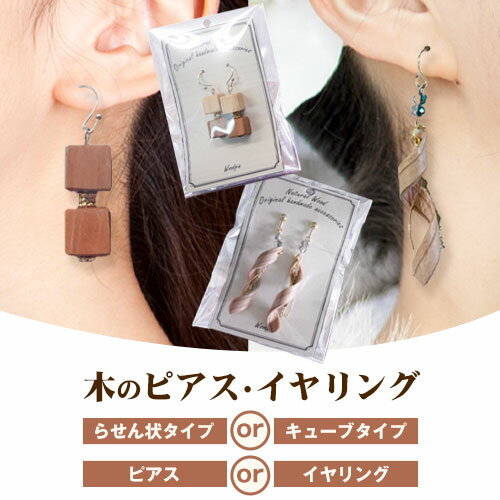 木のピアス イヤリング 選べる らせん状 キューブ状 株式会社ウッドピア 《30日以内出荷(土日祝除く)》 アクセサリー ピアス イヤリング ファッション 木製 レターパック 送料無料 徳島県 美馬市