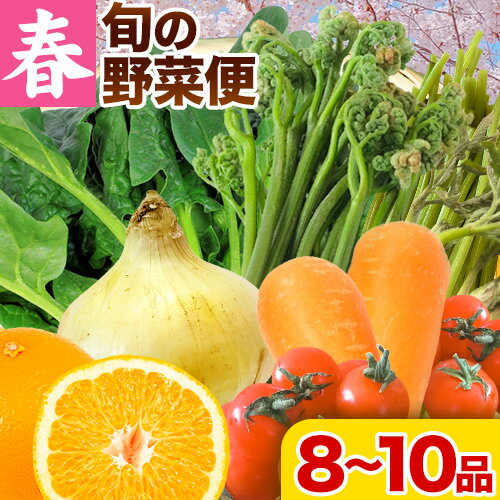 ＜先行予約＞旬の新鮮な 野菜便 4月春便 8〜10品 アグリサポート美馬《4月上旬-4月末頃出荷》春野菜 ふき わらび うど こしあぶら(山の山菜) 新玉ネギ ほうれん草 ミニトマト 人参 八朔 野菜 青果物 送料無料 徳島県 美馬市