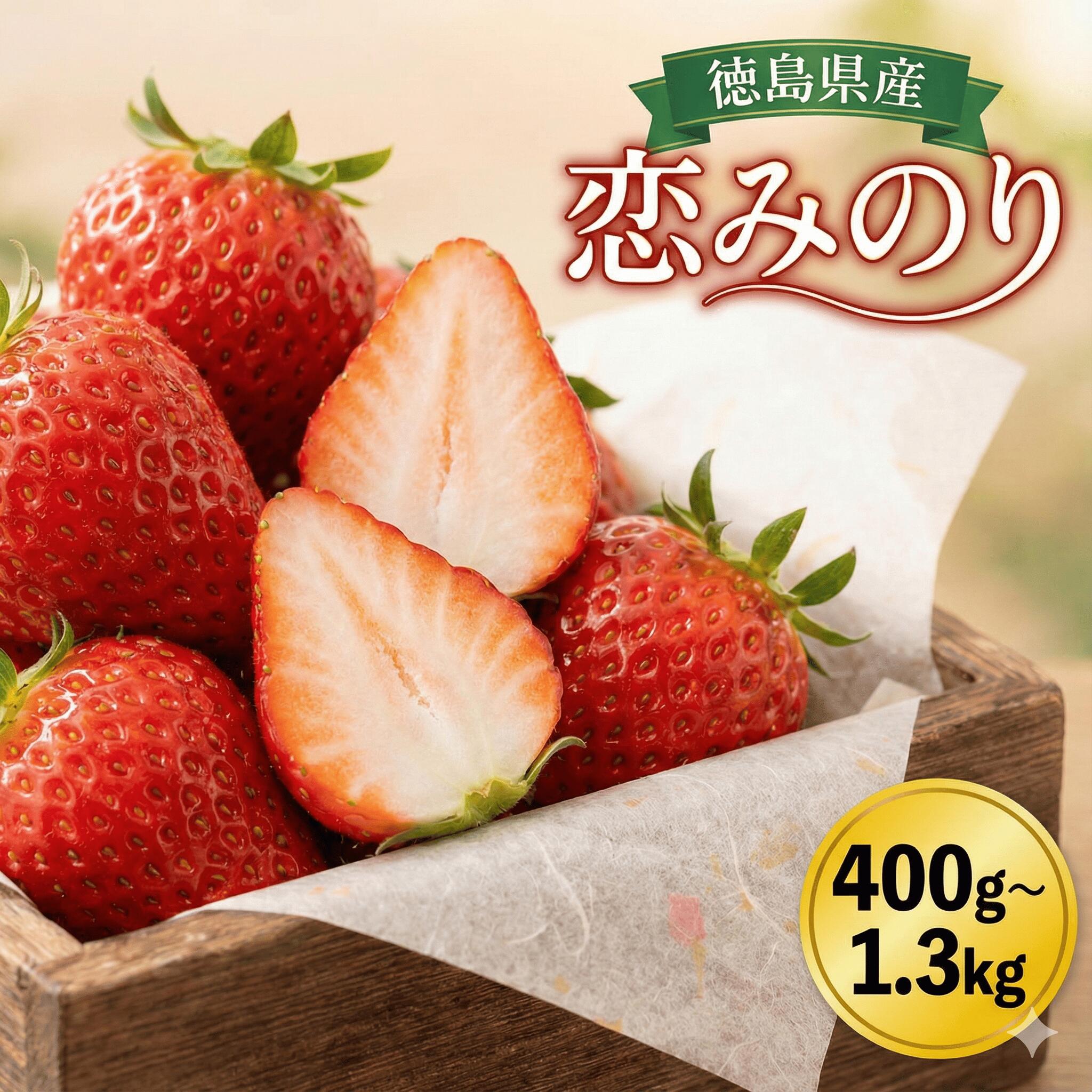 【ふるさと納税】 徳島県産 恋みのり 選べる 400g 800g 1.3kg 甘い いちご 美味しい 品種 イチゴ 果物 フルーツ ストロベリー ジャム スムージー 期間限定 洋菓子 家族 子ども フルーツサンド いちご大福 ケーキ アイス 人気 オススメ ギフト 贈答用 グルメ みよし 徳島 三好