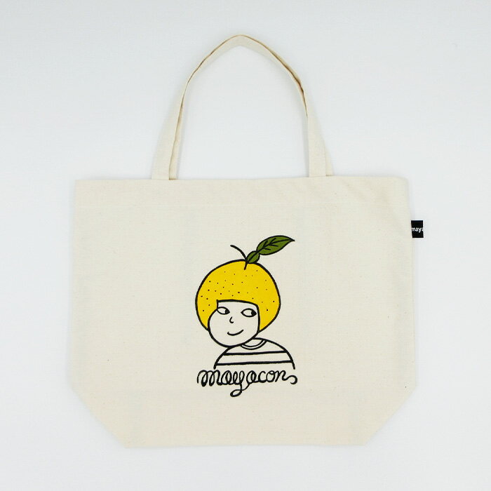 【ふるさと納税】帆布 トートバッグ B yuzu mayacon サイズ(cm)：W40×H30×マチ12.5【徳島県 那賀町 手作り 鞄 カバン バッグ トートバッグ 生成り 国産 日本製 帆布 キャンバス生地 内ポケット マチ ファッション レディース メンズ 男女兼用 通勤 通学 買い物】MY-2 サムネイル2