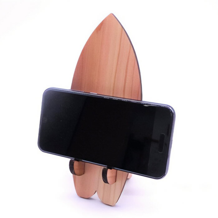 【ふるさと納税】木頭杉のスマホスタンド（Surfboard 無垢）NW-20-2【徳島県 那賀町 木頭杉 スマホスタンド 木材活用 スマホ スマートフォン 持ち運び 自撮り ウェブ会議 ドラマ鑑賞 記録撮影 オフィス デスクワーク テレワーク 小物 携帯 雑貨 杉 おうち時間】 サムネイル3