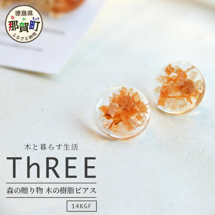 森の贈り物 木の樹脂 ピアス【徳島県 那賀町 ジュエリー アクセサリー ピアス レディース ハンドメイド 木のアクセサリー 樹脂 ギフト プレゼント ThREE スリー スリーアクセサリー 木と暮らす生活スリー】TR-12-2