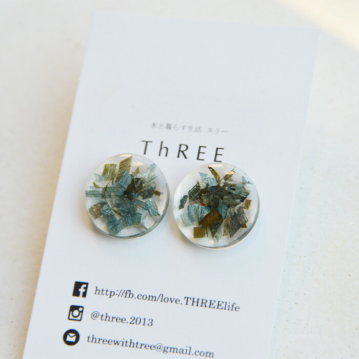 【ふるさと納税】森の贈り物 木の藍染樹脂イヤリング【徳島県 那賀町 ジュエリー アクセサリー イヤリング レディース ハンドメイド 木のアクセサリー 藍染 藍 樹脂 ギフト プレゼント ThREE スリー スリーアクセサリー 木と暮らす生活スリー】TR-13-1 サムネイル2