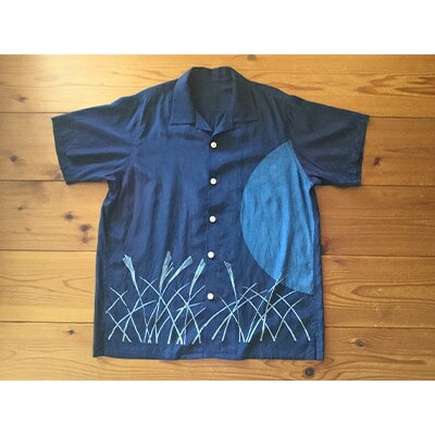 藍染めのアロハシャツ(月とすすき)【1128219】