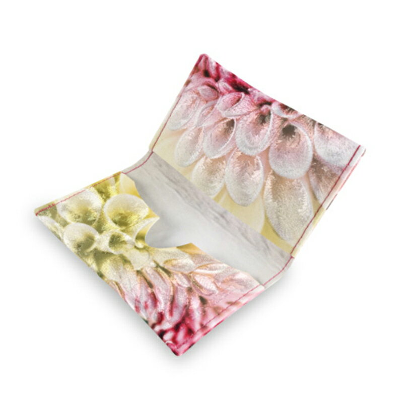 【ふるさと納税】せと刺織り(R) カードケース（ダリア イエローピンク）　せと刺繍(R) | プレゼント ギフト 香川県 高松市 二つ折り コンパクト 名刺ケース 名刺入れ 2ポケット スリム 瀬戸内 伝統工芸 カラフル おしゃれ 送料無料 サムネイル2