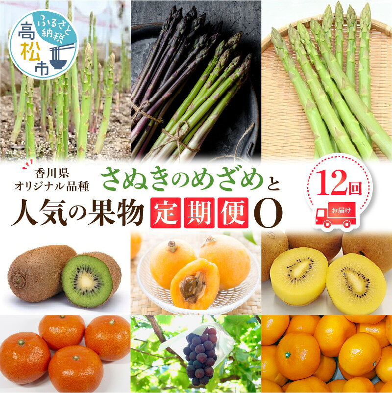 「香川県オリジナル品種さぬきのめざめ」との果物 定期便O | 野菜 フルーツ びわ さぬきのめざめ アスパラガス 食べ比べ 紫アスパラガス 家庭用 ピオーネ ぶどう みかん ゴールドキウイ 訳あり 小原紅早生みかん 小原紅早生 大玉 キウイ 小玉