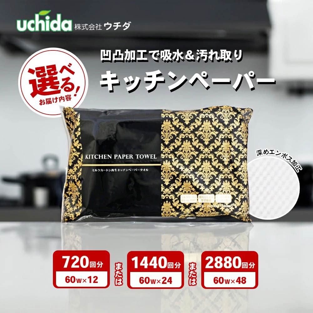 キッチンペーパー 選べる 12箱 24箱 48箱 定期便 60組 エンボス加工 再生紙100％ ティッシュ 日用品 掃除 キッチン用品 ペーパータオル 再生紙 キッチン ペーパー 日用品 生活用品 調理用品 調理 台所 料理 消耗品 おすすめ 人気 まとめ買い 香川県 丸亀市