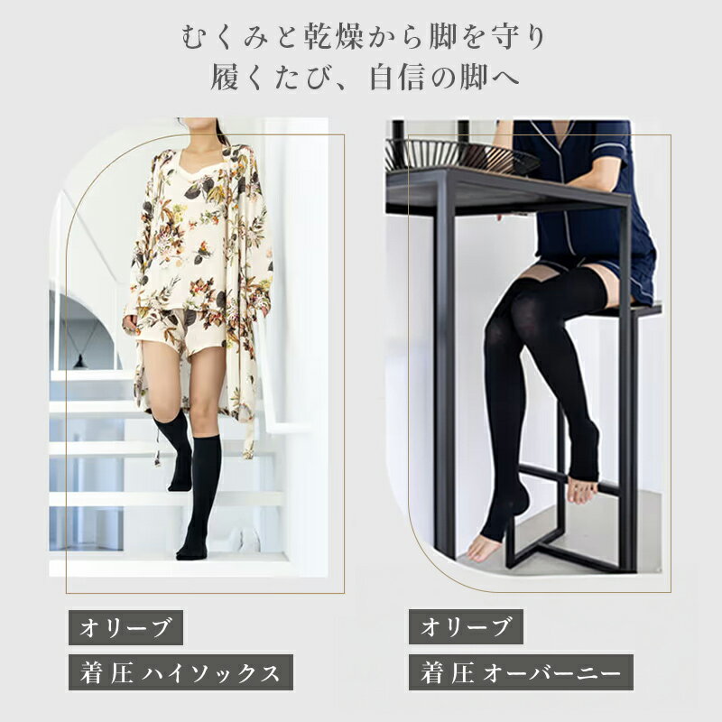 【ふるさと納税】 着圧ソックス S-M M-L 1-3足 着圧 ソックス NOLL オリーブ着圧 オーバーニー 夜用 靴下 くつした くつ下 むくみ むくみケア ヘルスケア ナイトケア ダイエット オリーブ オリーブオイル 香川県 丸亀市 サムネイル2