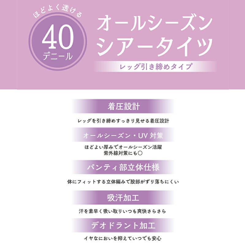 【ふるさと納税】 【バンドルシリーズ】40Dシアータイツ2足組 S-M/M-L/L-LLサイズ ブラック チャコール ベージュ タイツ ストッキング日用品 美容 生活用品 健康用品 健康グッズ スポーツ 旅行 トラベル UV対策 吸汗加工 デオドラント サムネイル2