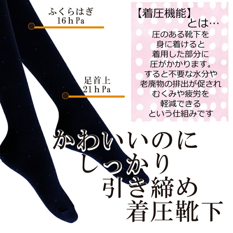 【ふるさと納税】 【フラワーレッグスシリーズ】着圧ソックス 水玉柄 ブラック・ネイビー・グレー M L 3 L-4 L 5 L-6 L FW-HS01 日用品 美容 生活用品 健康用品 健康グッズ スポーツ 旅行 トラベル 着圧 サムネイル2