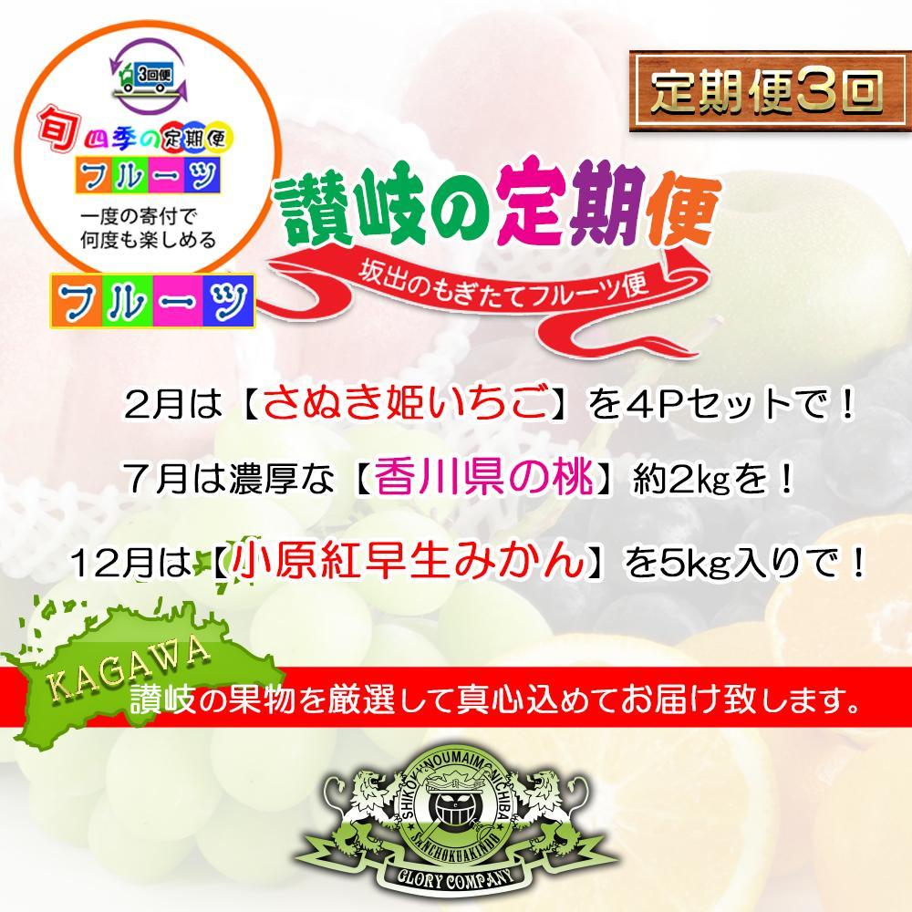 【ふるさと納税】【定期便3回Aコース】 フルーツ セット 定期便 ( いちご 約250g × 4パック & 桃 約2kg & みかん 約5kg × 3ヶ月 ) ｜産直あきんど 坂出産 創業100年 | フルーツ 果物 くだもの 食品 人気 おすすめ 送料無料 お楽しみ サムネイル3