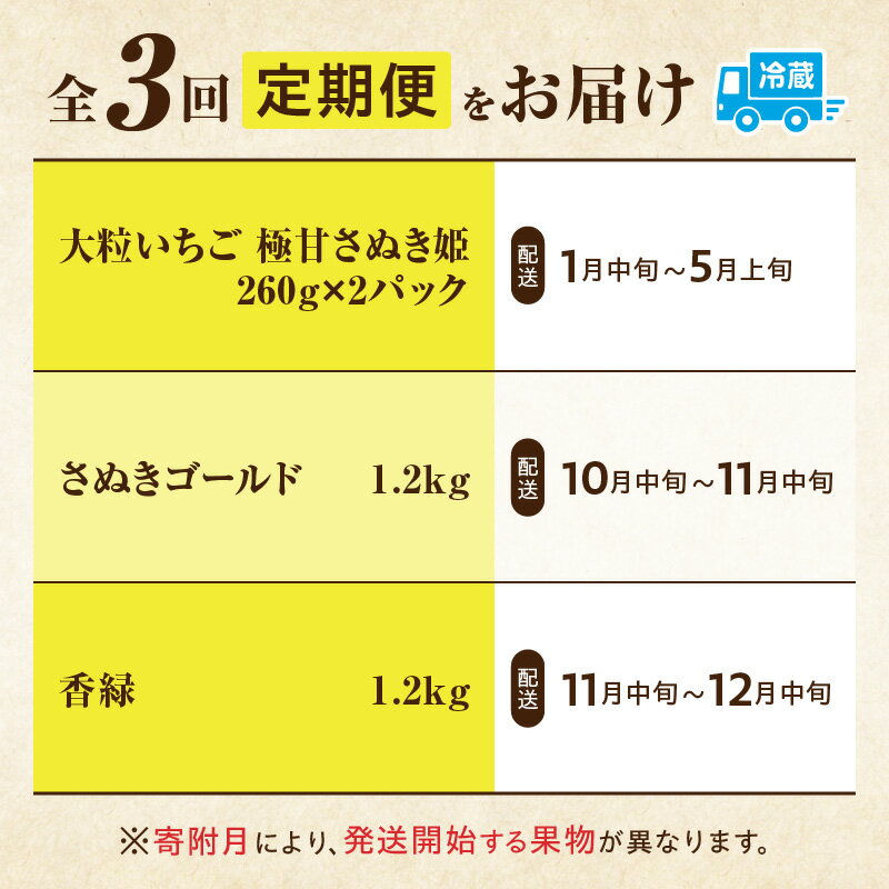 【ふるさと納税】季節の恵み3回定期便K 果物 フルーツ 青果 青果物 デザート スイーツ 果実 旬 季節 旬の果物 季節の果物 生鮮食品 生鮮 贈答 贈り物 ギフト プレゼント おすそ分け ご褒美 人気 グルメ お取り寄せ 特産品 特産 国産 香川県 三木町 サムネイル2
