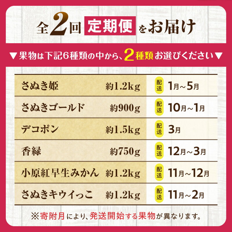 【ふるさと納税】【選べる組み合わせ】とれたて果物 2回定期便 果物 フルーツ 果物定期便 フルーツ定期便 定期便 2回 いちご キウイ デコポン ゴールドキウイ みかん 濃厚 旬の果物 定期 人気 おすすめ 贈答 贈り物 青果物 糖度 香川県 三木町 送料無料 サムネイル2