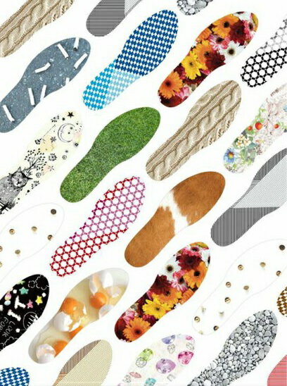 （家族みんなで！オシャレは靴底から☆）グラフィック・インソール　SOKO　セットB（セット内容）　既製デザイン　4個セット〔提供：日本ケミフェルト株式会社〕★選べるデザイン★コルク★抗菌★防臭★調湿★クッション性★エコ素材