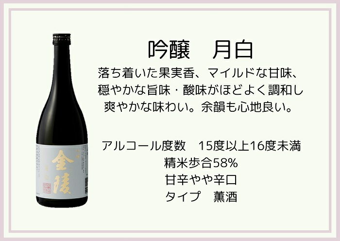 【ふるさと納税】NIPPON COLORS 720ml 4本セット（提供：西野金陵株式会社）★吟醸★純米吟醸★特別純米★本醸造★金陵★日本酒 サムネイル2