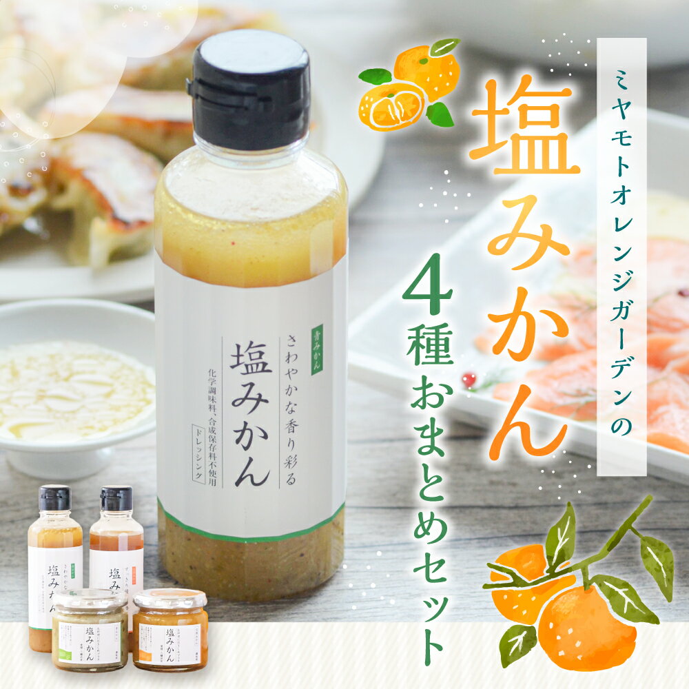 【ふるさと納税】ミヤモトオレンジガーデンの塩みかん 4種 おまとめ セット （塩みかん青・塩みかん完熟・塩みかんドレッシング青・塩みかんノンオイルドレッシング完熟）調味料 万能調味料 ドレッシング 柑橘系 みかん 愛媛県 送料無料(468) 楽天スーパーSALE 9月開催 サムネイル2